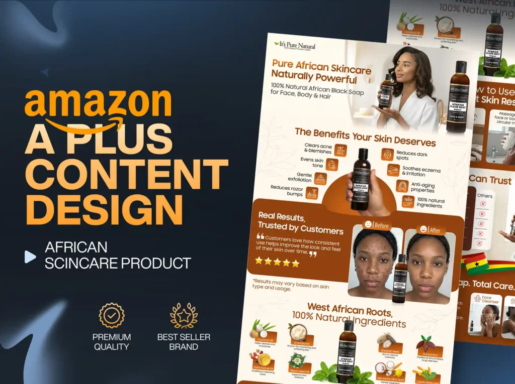 Amazon A+ content design for African Skincare