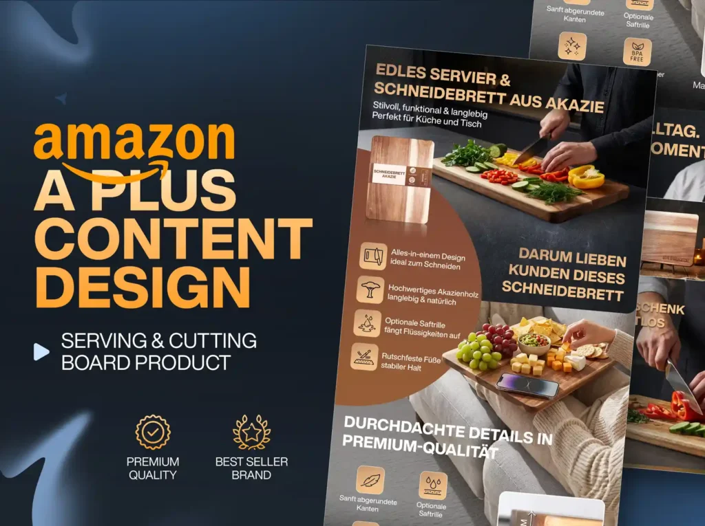 Amazon A+ content design for Serving and Cutting Board