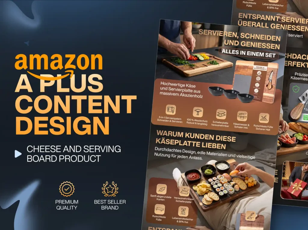 Amazon A+ content design for Cheese and Serving Board
