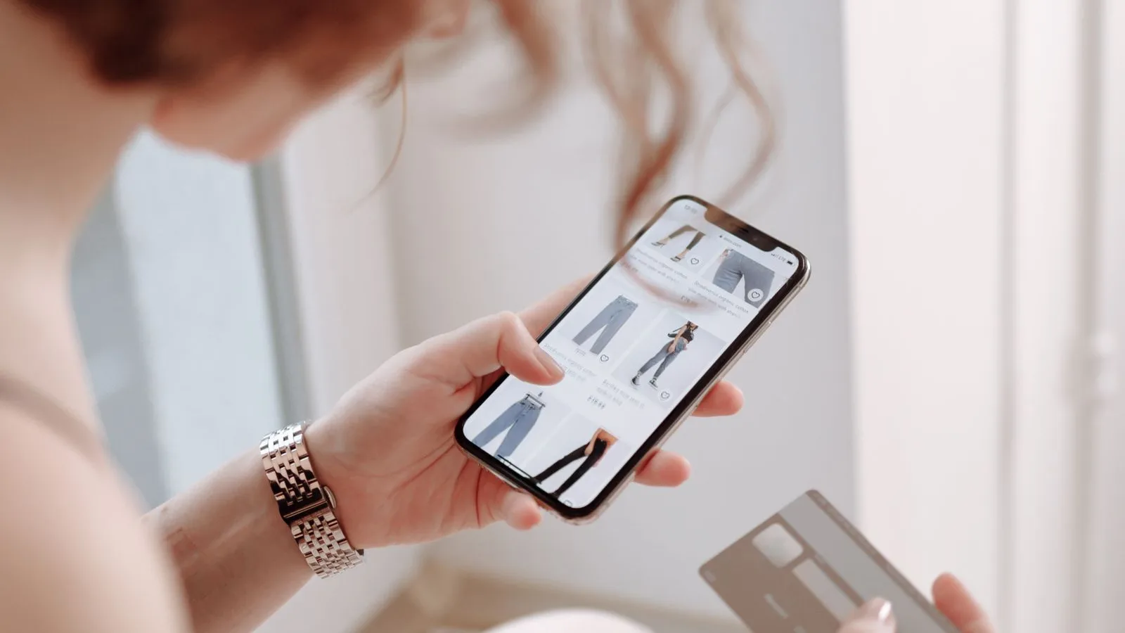 Shopper browsing a shopping app on a phone